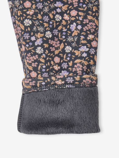 Meisjeslegging met fleecevoering Bruin met print+chocoladebruin+donkergrijs+grijs, bedrukt+inktblauw+rozenhout - vertbaudet enfant 