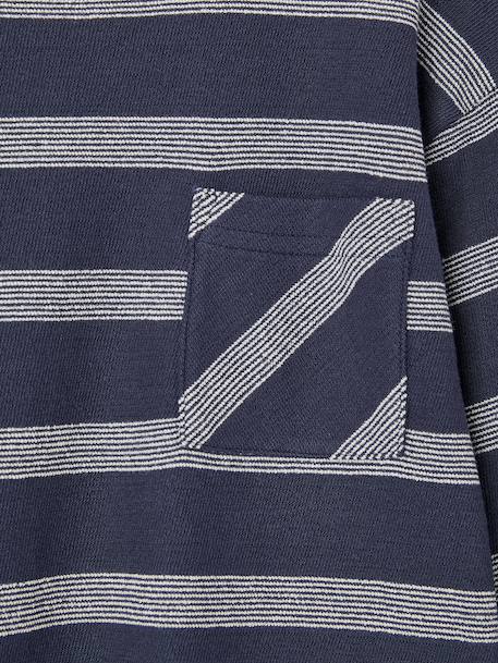 Tee-shirt manches longues effet rayé garçon marine+rayé blanc - vertbaudet enfant 