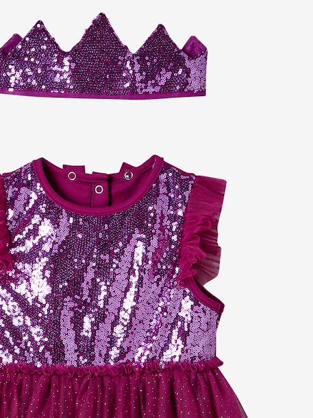 Verkleedkleren prinses met sluier en kroon blauw+goudkleurig+pruim+roze - vertbaudet enfant 