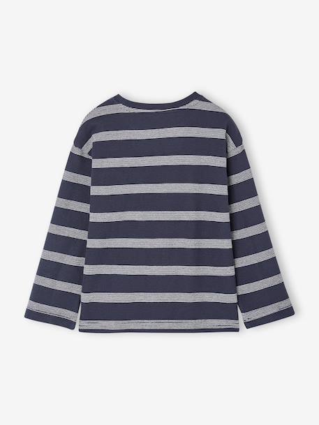 T-shirt met lange mouwen met gestreept effect voor jongens marineblauw+wit, gestreept - vertbaudet enfant 