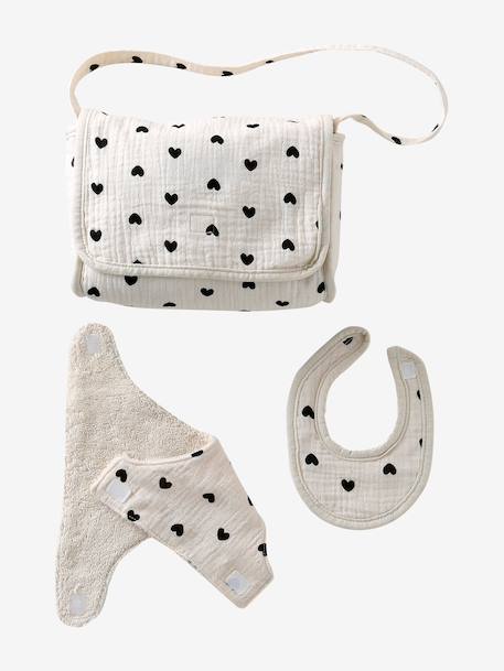 Sac à langer poupon personnalisable + couche + bavoir écru+noir+rouge - vertbaudet enfant 