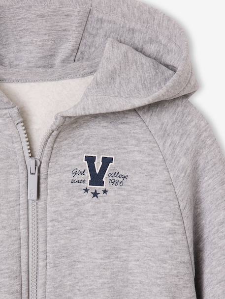 Sweat à capuche zippé fille gris chiné - vertbaudet enfant 