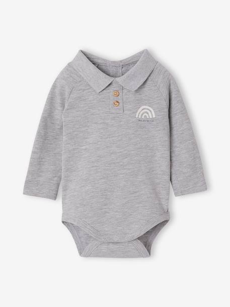 Lot de 2 bodies naissance manches longues col polo gris chiné - vertbaudet enfant 