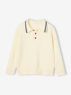 -Pull polo fille manches longues