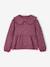 Chemise fille gaze de coton col brodé écru+prune - vertbaudet enfant 