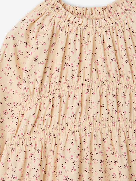Robe courte fille manches longues cannelle+écru - vertbaudet enfant 