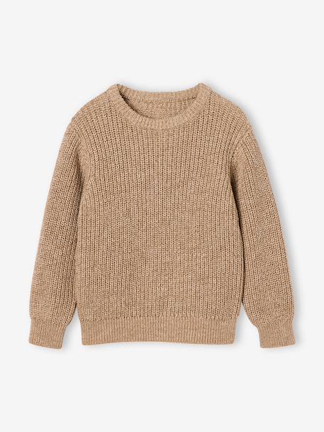 Pull col rond garçon beige chiné - vertbaudet enfant 