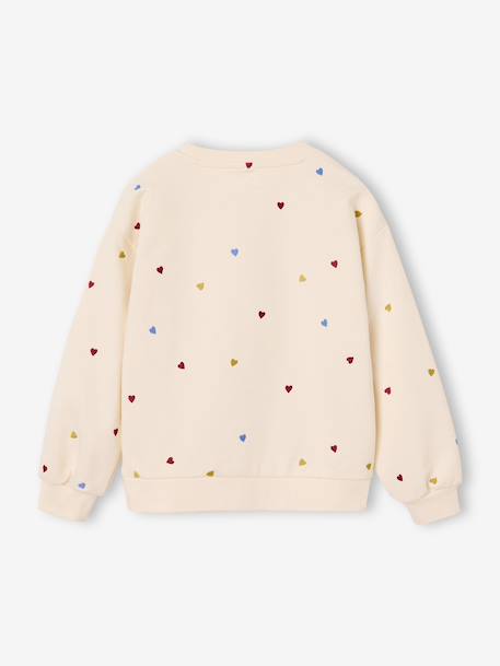 Sweat fille manches longues écru+rose pâle - vertbaudet enfant 