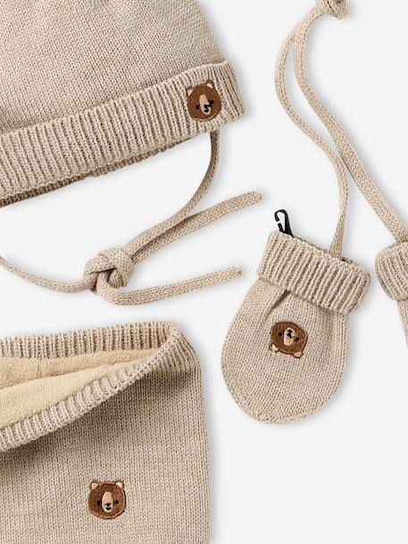 Ensemble bébé bonnet, snood et moufles beige - vertbaudet enfant 