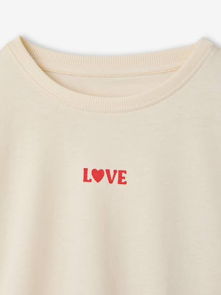 T-shirt manches longues fille anthracite+écru+vieux rose - vertbaudet enfant 