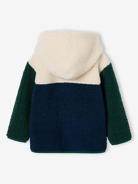 Gilet zippé à capuche garçon bleu moyen+vert sapin - vertbaudet enfant 
