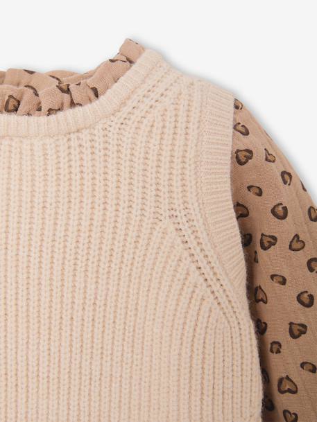 Pull 2 en 1 bébé bleu ciel+écru+rose poudré - vertbaudet enfant 