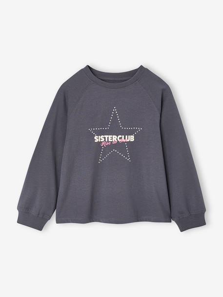 Meisjesshirt met studs inktblauw+pruim - vertbaudet enfant 