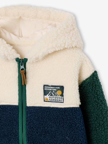 Gilet zippé à capuche garçon bleu moyen+vert sapin - vertbaudet enfant 