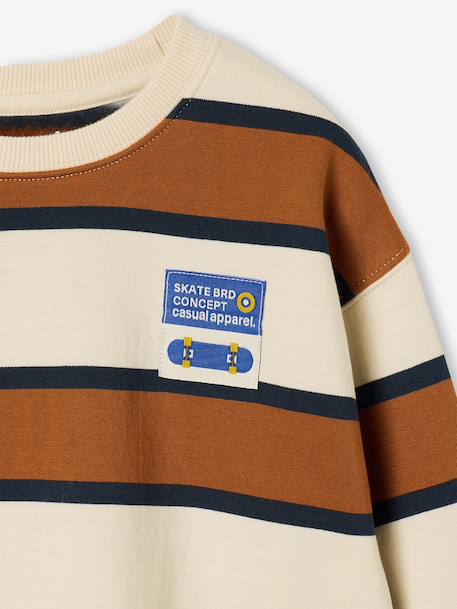 Sweat garçon col rond marine+noisette+pistache - vertbaudet enfant 