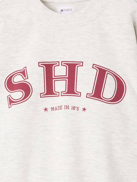 Sweat fille manches longues chocolat+gris - vertbaudet enfant 