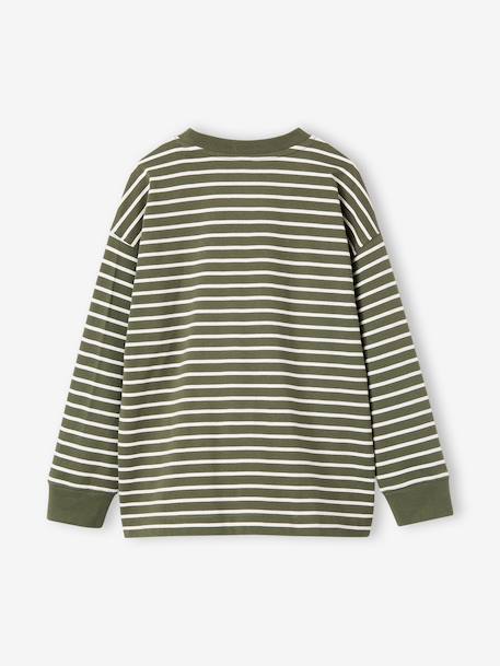 T-shirt rayé garçon oversize anthracite+vert - vertbaudet enfant 