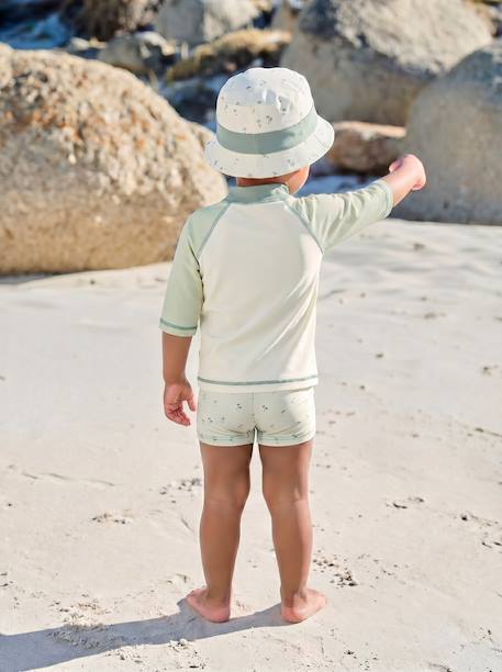 Badpakset T-shirt met UV-bescherming + short + babyhoed mintgroen - vertbaudet enfant 