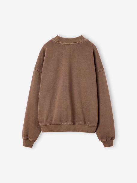 Sweat fille manches longues chocolat+gris - vertbaudet enfant 