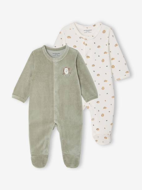 Lot de 2 dors-bien bébé ouverture devant cappuccino+rose pâle+vert sauge - vertbaudet enfant 