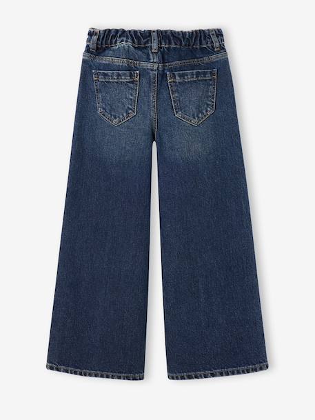 Wijde meisjesjeans blauw+denimgrijs+gebleekt denim+middenblauw+ongewassen denim+stone+zwart denim - vertbaudet enfant 