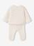 Ensemble matelassé gilet + pantalon à pieds entièrement imprimé écru+rose+vanille - vertbaudet enfant 
