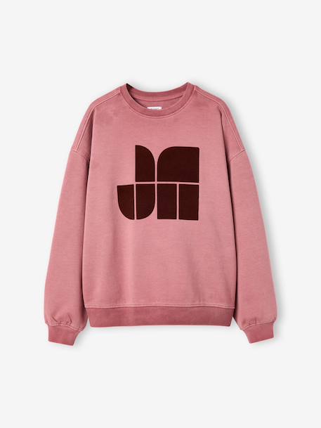 Sweat fille manches longues écru+vieux rose - vertbaudet enfant 