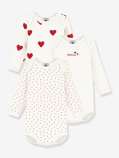 Lot de 3 bodies manches longues blanc+lot blanc - vertbaudet enfant 