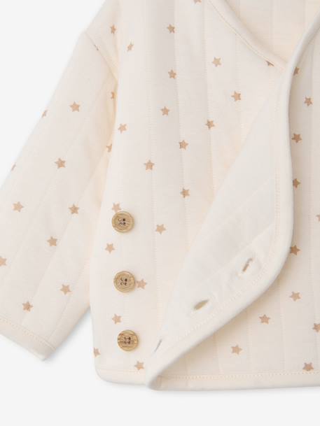 Gewatteerde set vest + broek met voetjes volledig bedrukt ecru+rozen+vanille - vertbaudet enfant 