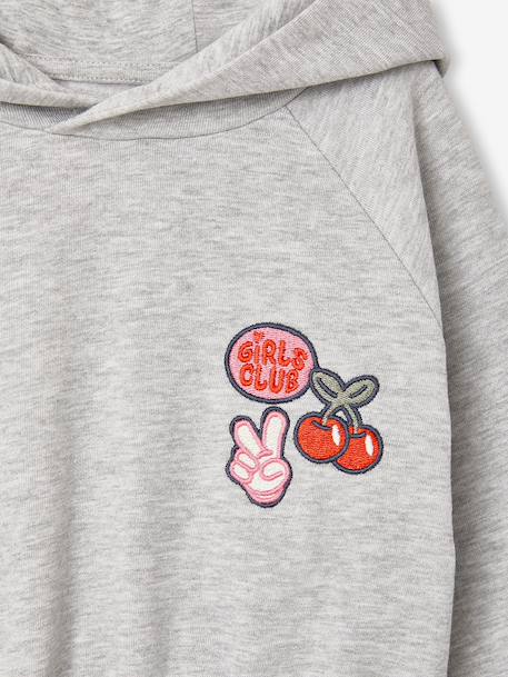 Robe courte à capuche fille gris chiné+marine+vert - vertbaudet enfant 
