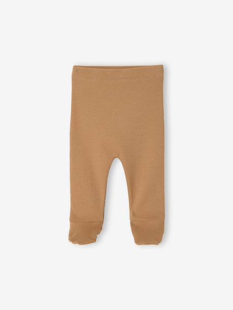 Lot de 2 pantalons naissance à pieds cappuccino - vertbaudet enfant 