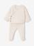 Ensemble matelassé gilet + pantalon à pieds entièrement imprimé écru+rose+vanille - vertbaudet enfant 