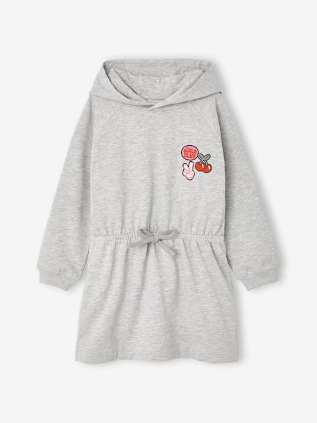 Robe courte à capuche fille gris chiné+marine+vert - vertbaudet enfant 