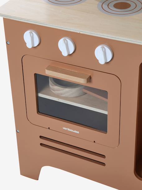 Cuisine en bois FSC® avec accessoires caramel+écru+rose+vert sauge - vertbaudet enfant 