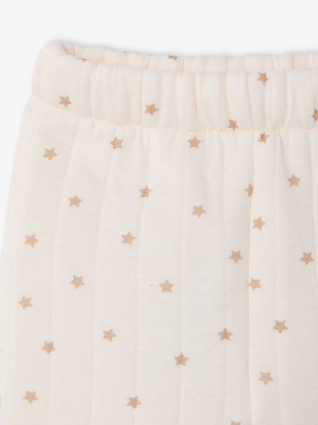 Gewatteerde set vest + broek met voetjes volledig bedrukt ecru+rozen+vanille - vertbaudet enfant 