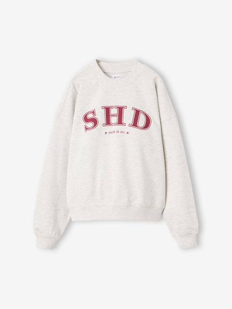 Sweat fille manches longues chocolat+gris - vertbaudet enfant 