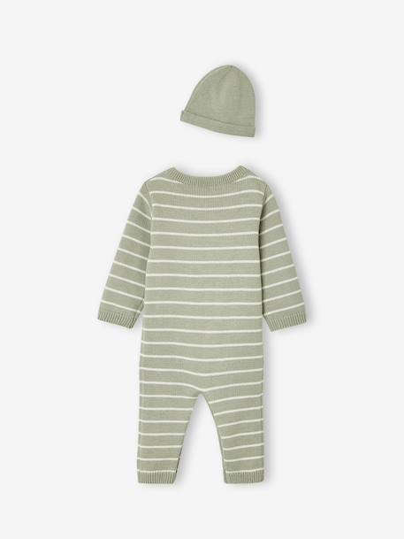 2-delige set met boxpak en muts voor baby saliegroen - vertbaudet enfant 