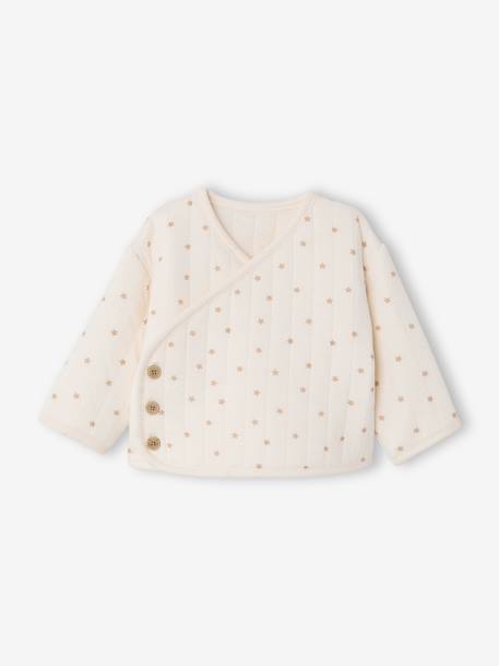 Gewatteerde set vest + broek met voetjes volledig bedrukt ecru+rozen+vanille - vertbaudet enfant 