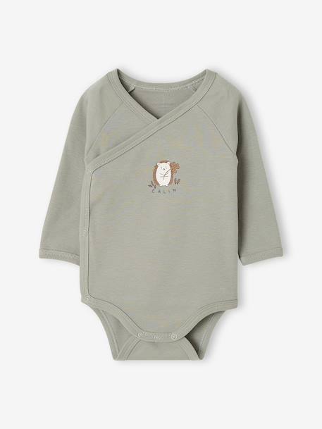 Set van 2 babyrompertjes met lange mouwen cappuccino+lichtroze+saliegroen - vertbaudet enfant 