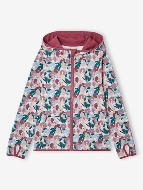 Fille-Collection sport-Sweat sport zippé matière technique fille motifs fleurs