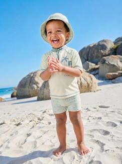 Bébé-Maillot de bain, accessoires de plage-Ensemble de bain T-shirt anti-UV + short + bob bébé