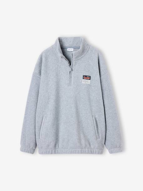 Sweat polaire garçon col montant gris chiné - vertbaudet enfant 