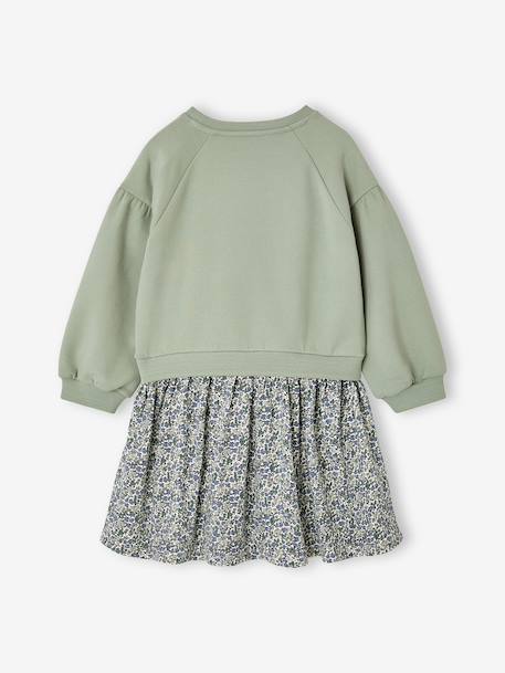 Robe bi-matière fille anthracite+écru+mauve+vert sauge - vertbaudet enfant 
