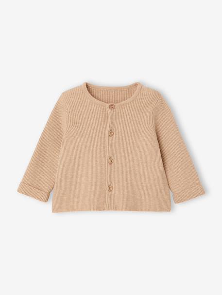 Ensemble bébé mixte gilet pantalon en tricot beige+blanc+vert d'eau+vert sauge - vertbaudet enfant 