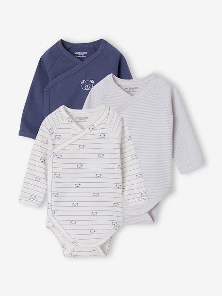 Set van 3 babybody's met lange mouwen blauw - vertbaudet enfant 