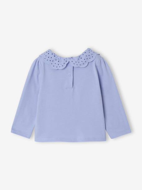 T-shirt bébé col brodé manches longues beige clair+bleu+rayé marine+rayé rouge - vertbaudet enfant 