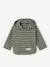 Gestreept T-shirt met capuchon jongensbaby groen+ijsblauw+terracottategel+zandbeige - vertbaudet enfant 