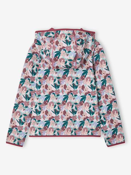 Sweat sport zippé matière technique fille motifs fleurs anthracite+écru+vert imprimé+vieux rose - vertbaudet enfant 