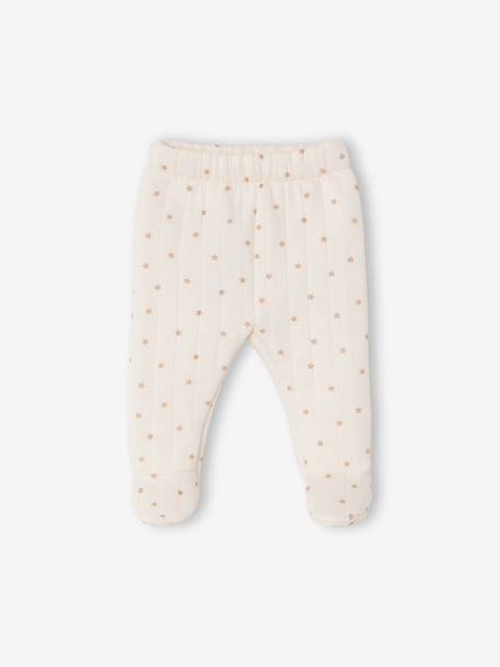 Ensemble matelassé gilet + pantalon à pieds entièrement imprimé écru+rose+vanille - vertbaudet enfant 
