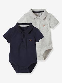 Bébé-T-shirt, sous-pull-Lot de 2 bodies bébé naissance ouverture polo 